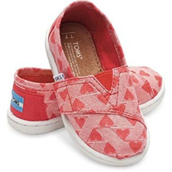 Toms Other - Toms Classic Girls Red Canvas Hearts